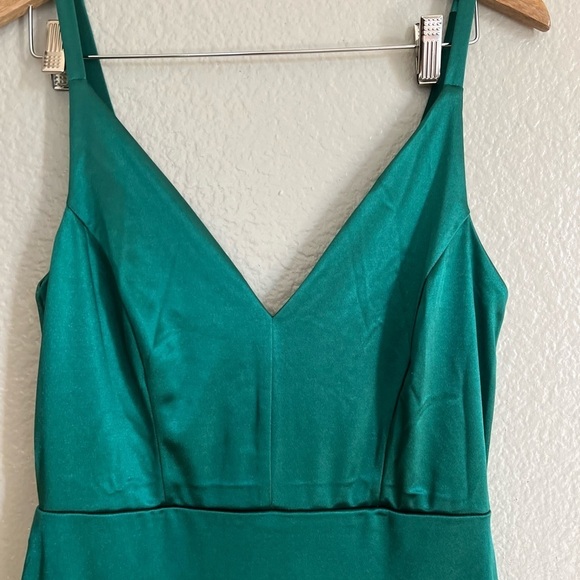 Lulus Melora Emerald Green Satin Sleeveless Maxi Dress Large - Picture 10 of 15